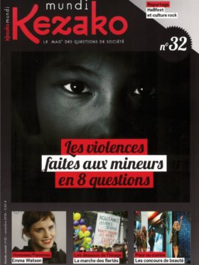 Couverture Kezako Mundi numero 32 "Les violences faites au mineurs en 8 questions"