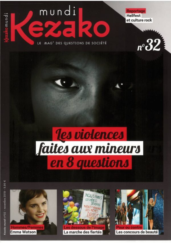 Couverture Kezako Mundi numero 32 "Les violences faites au mineurs en 8 questions"