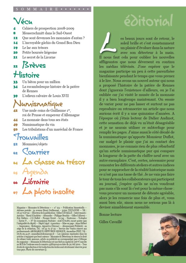 Sommaire Monnaie et Détections n°124